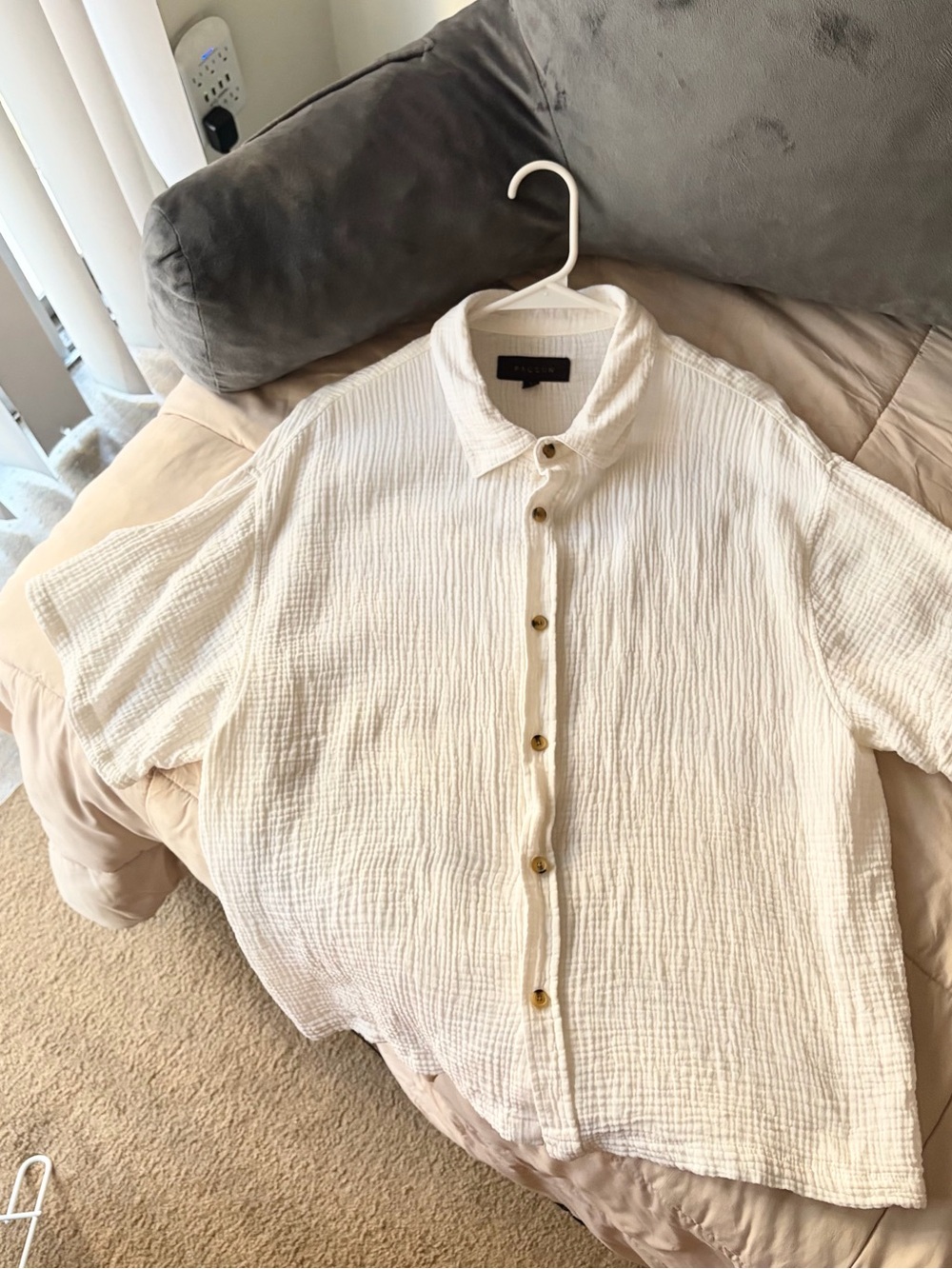 PacSun White Textured Short Sleeve Shirt
